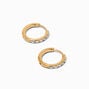 C LUXE by Claire&#39;s Gold-tone Titanium 10mm Crystal Tube Huggie Hoop Earrings,