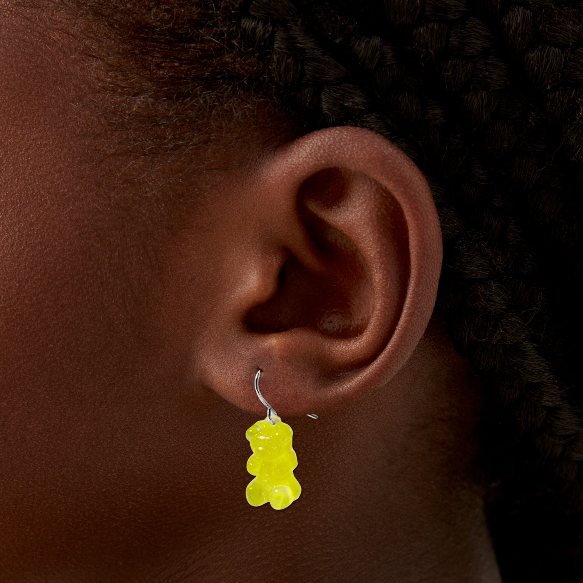 Yellow Glow  in the Dark Gummy Bears® 0.5" Drop Earrings,