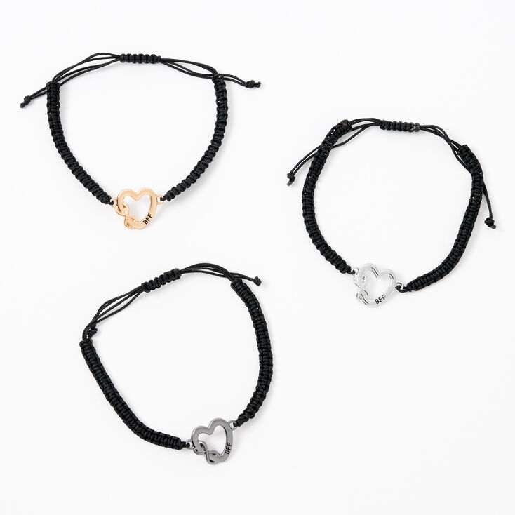Bracelets d&rsquo;amiti&eacute; r&eacute;glables c&oelig;ur infini en m&eacute;taux mixtes - Lot de 3,