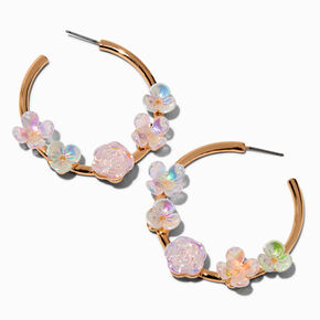 Pearlized Flower 50MM Gold-tone Hoop Earrings,