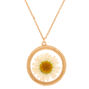 Gold Pressed Flower Long Pendant Necklace,