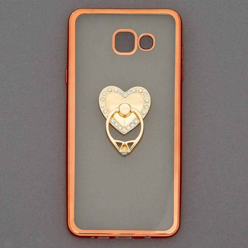 Coque de portable avec anneau de support cœur - Compatible avec Samsung Galaxy A7,