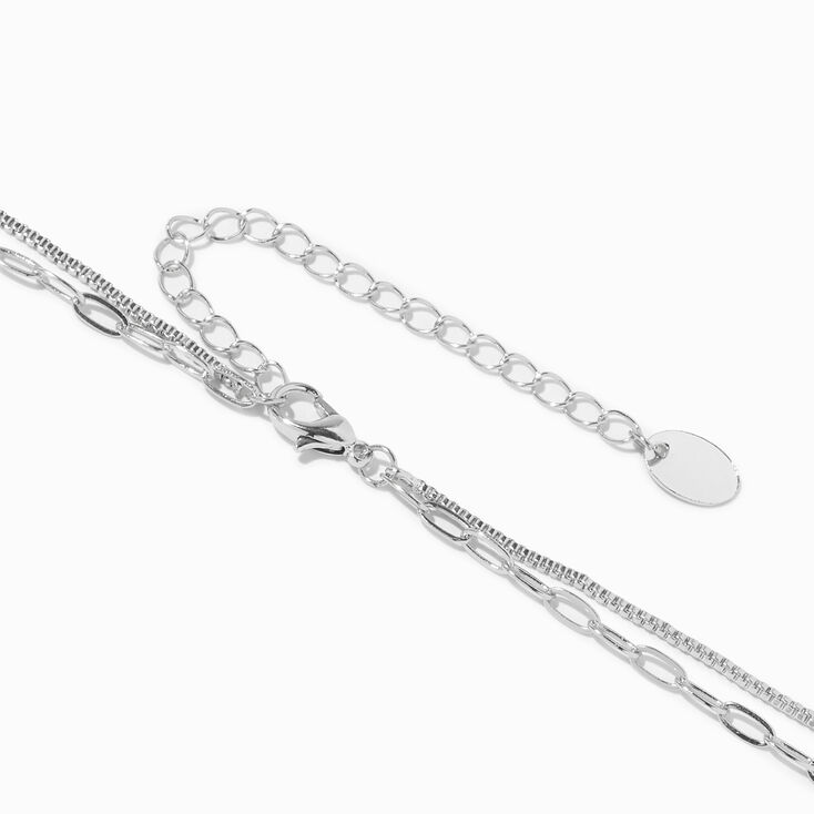Collier de cha&icirc;ne multi-rangs barrette couleur argent&eacute;e,