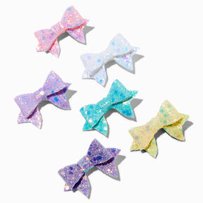 Claire&#39;s Club Pastel Glitter Hair Bow Clips - 6 Pack,