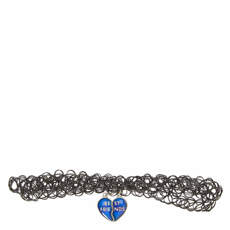 Best Friends Mood Heart Pendant Tattoo Choker Necklaces,