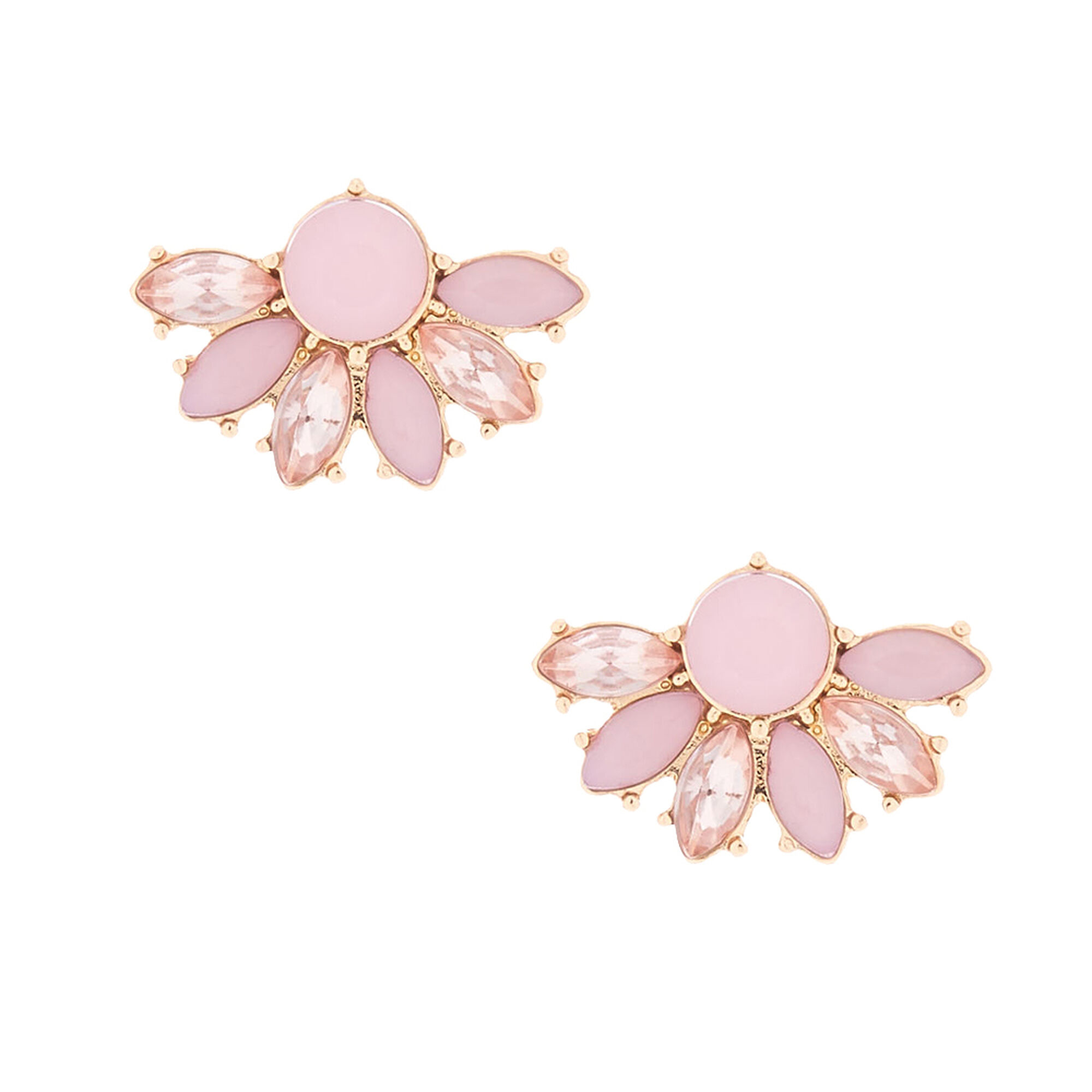 Gold Crystal Fan Stud Earrings - Pink | Claire's US