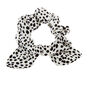 Small Dalmation Knotted Bow Hair Scrunchie - White,
