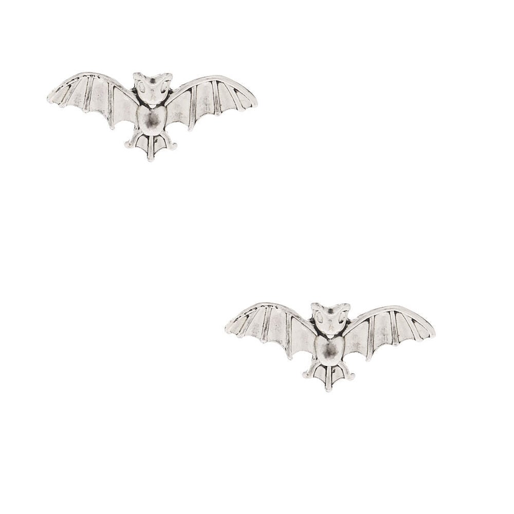 Silver Bat Stud Earrings