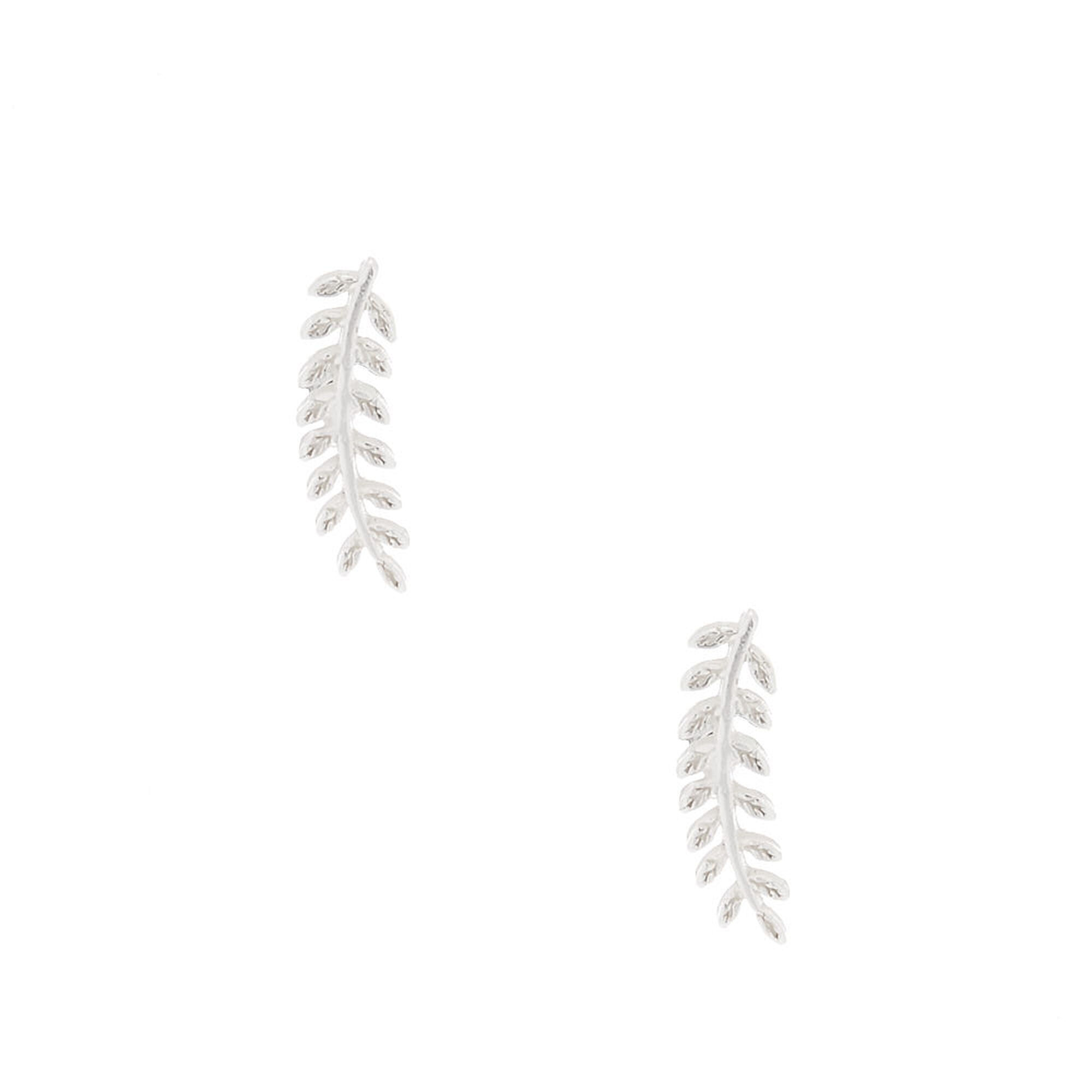 Sterling Silver Whispy Leaf Stud Earrings,
