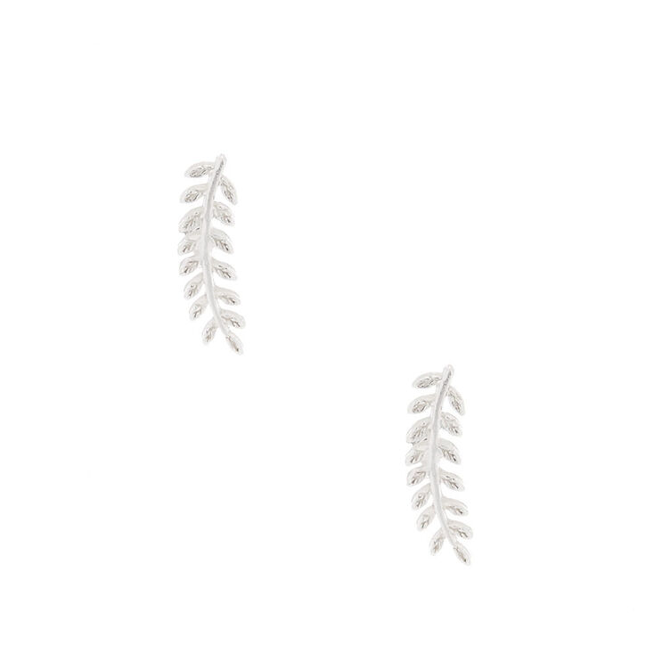 Sterling Silver Whispy Leaf Stud Earrings,