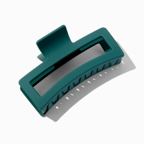 Grande pince &agrave; cheveux rectangulaire verte,