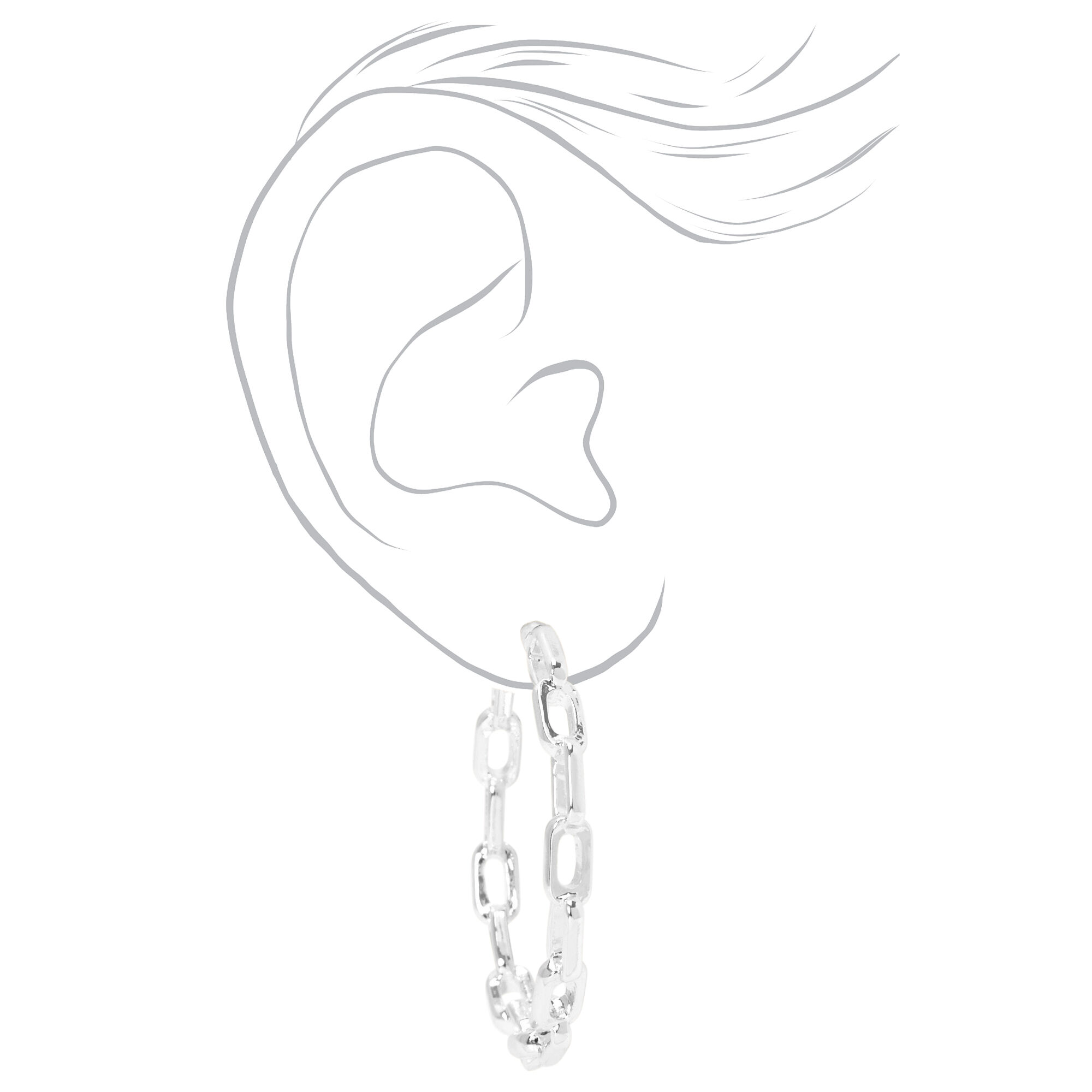 Silver 50MM Linked Hoop Earrings,