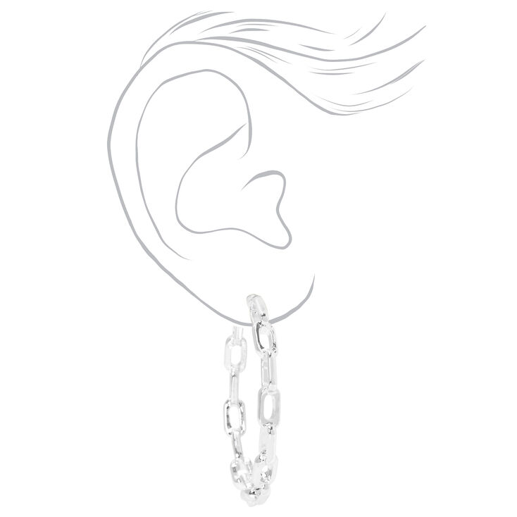 Silver 50MM Linked Hoop Earrings,