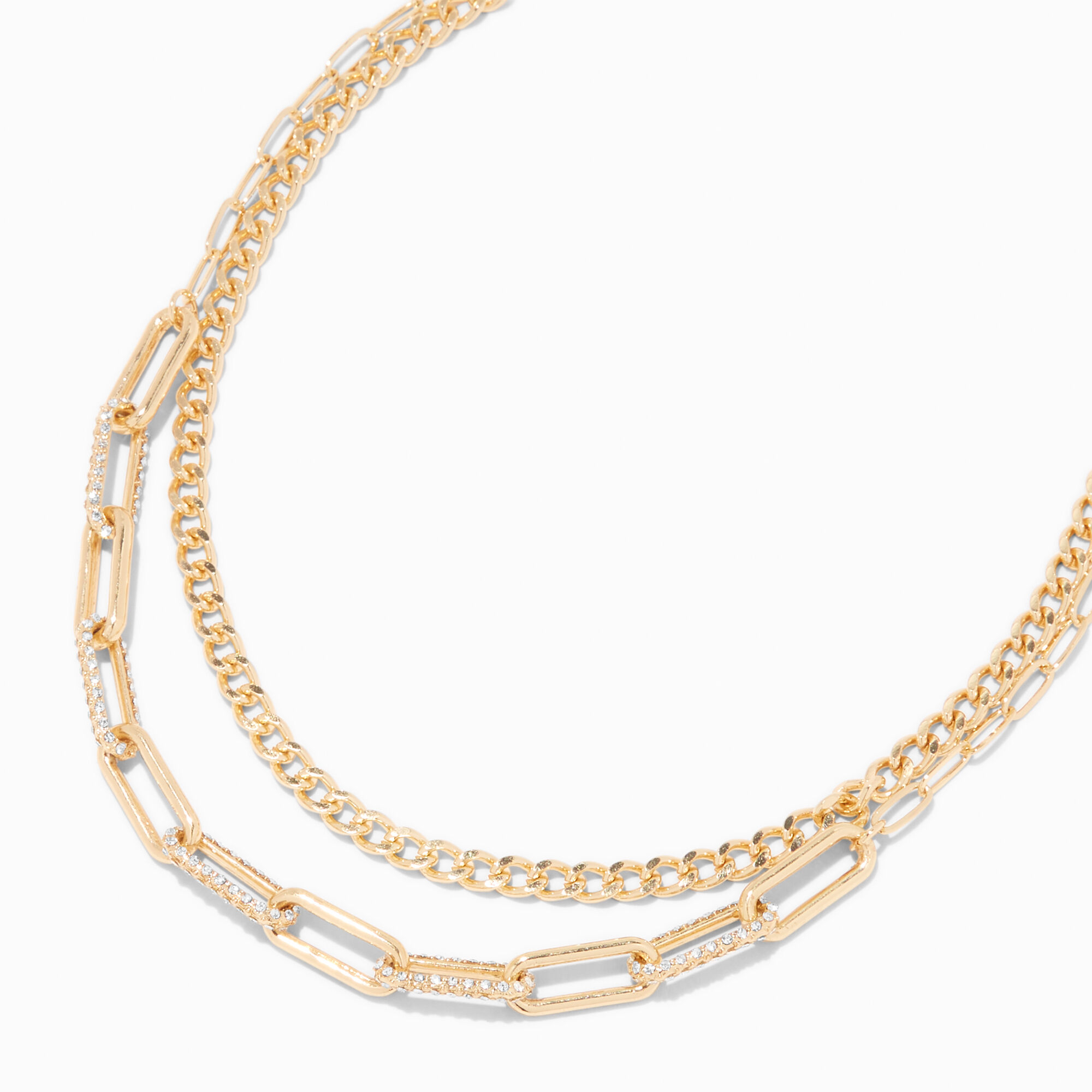 View Claires Tone Cable Link MultiStrand Necklace Gold information