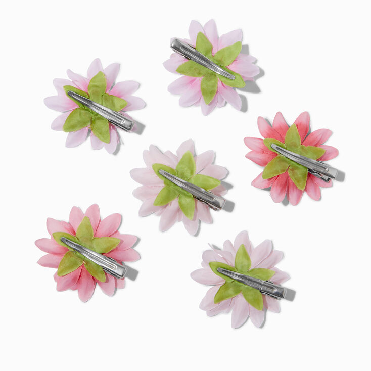 Barrettes florales marguerites roses - Lot de 6,