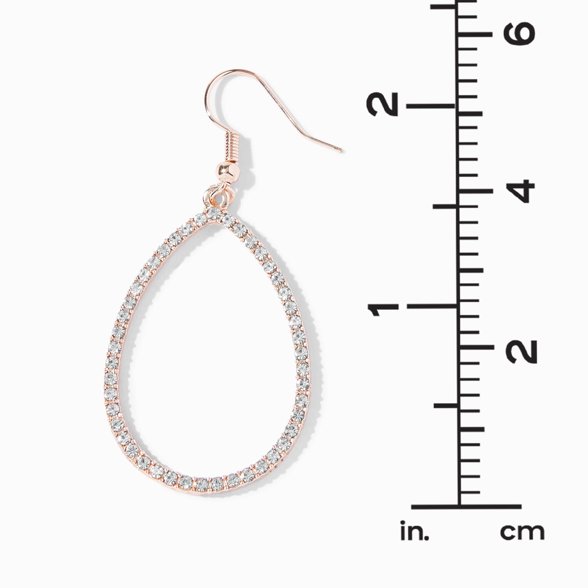 Rose Gold 2.5" Crystal Teardrop Drop Earrings,