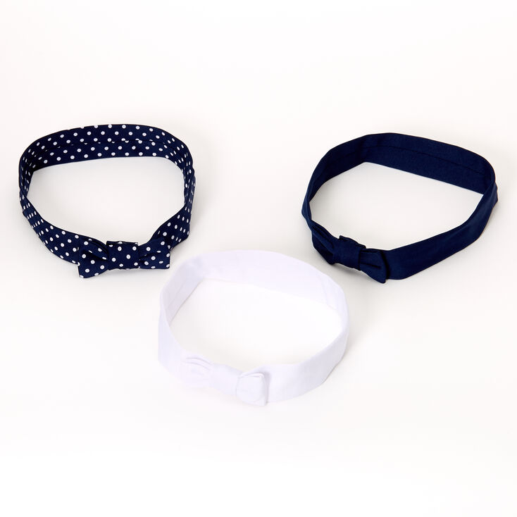 Claire's Bandeaux à nœud aux motifs variés Claire's Club - Bleu marine, lot de 3