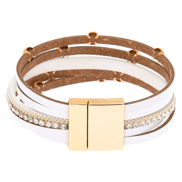 Gold Layered Wrap Bracelet - White,