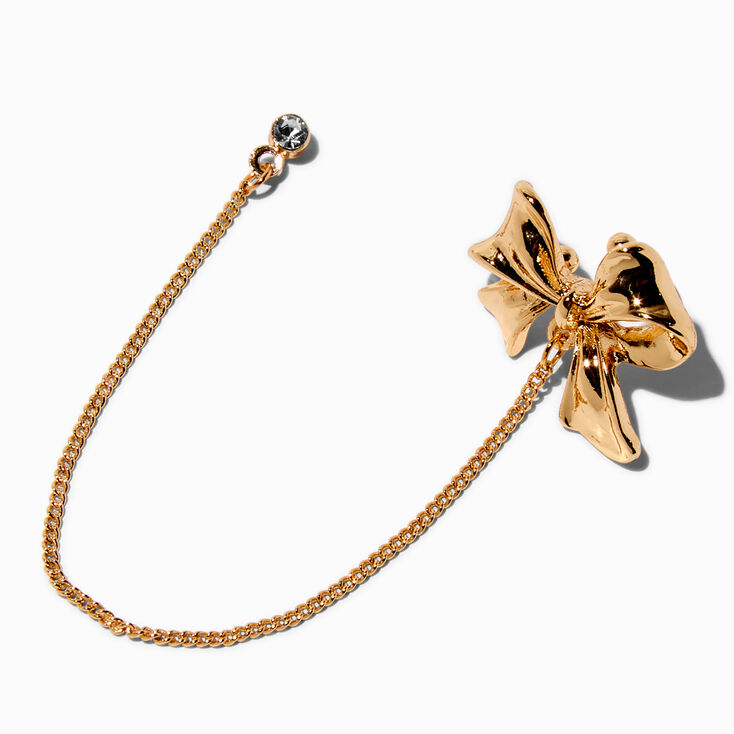 Gold-tone Bow Connector Earring,
