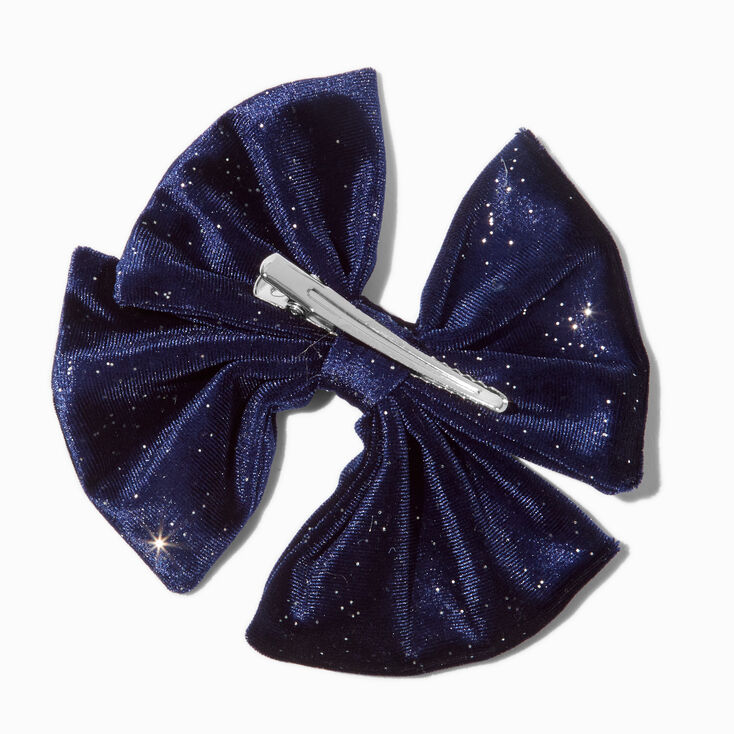 Barrette &agrave; n&oelig;ud en imitation velours bleu marine Claire&#39;s Club,