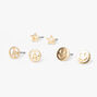 Gold Retro Stud Earrings &#40;3 Pack&#41;,