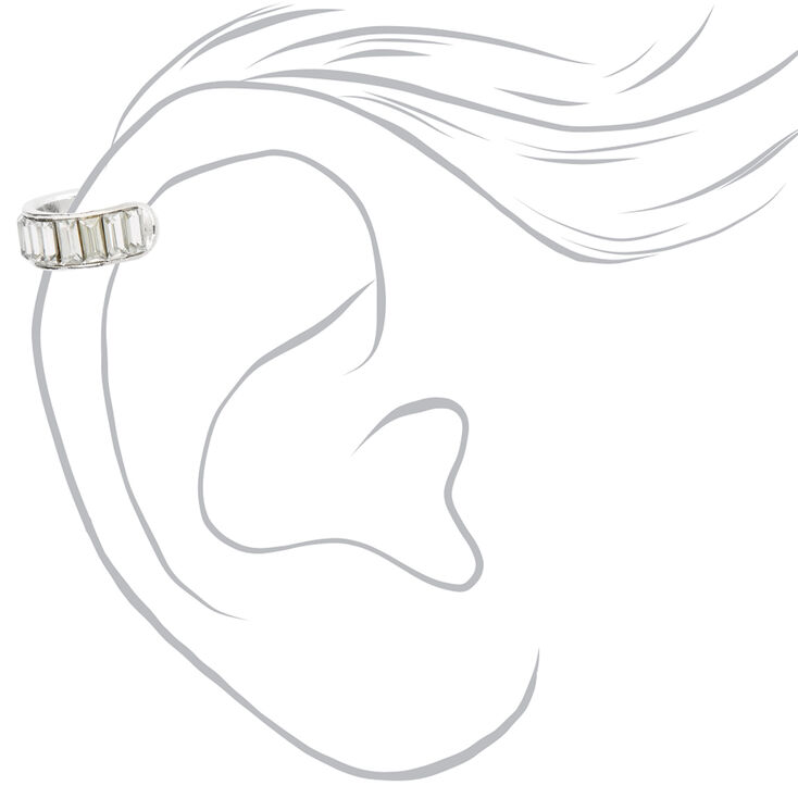 Silver Baguette Crystal Ear Cuff,
