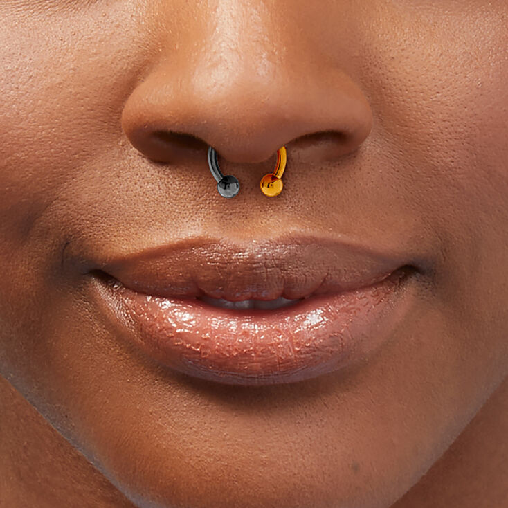 16G Mixed Metal Titanium Horseshoe Septum Nose Ring,
