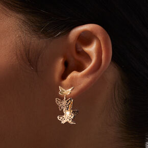Gold 20MM Filigree Butterfly Hoop Earrings,