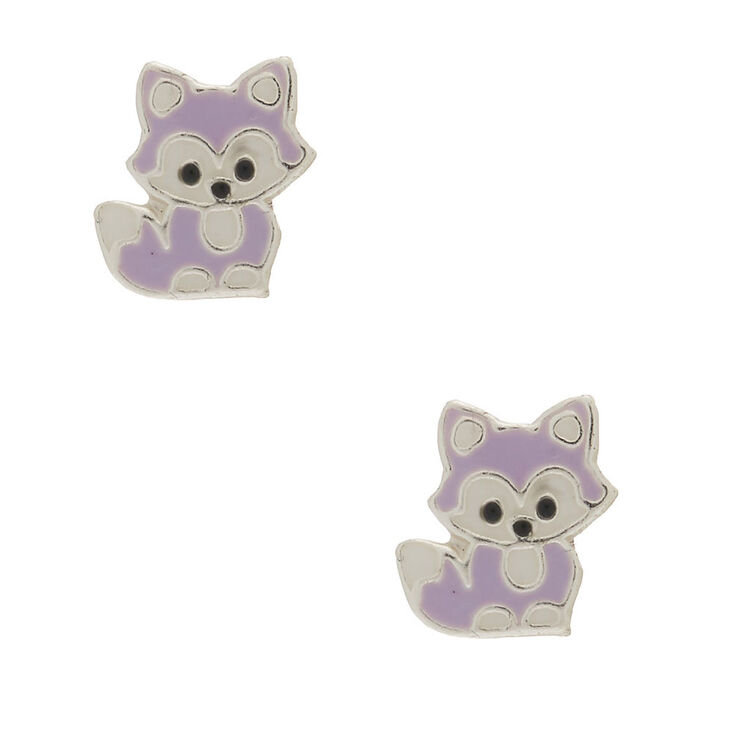 Sterling Silver Lavender Fox Stud Earrings,