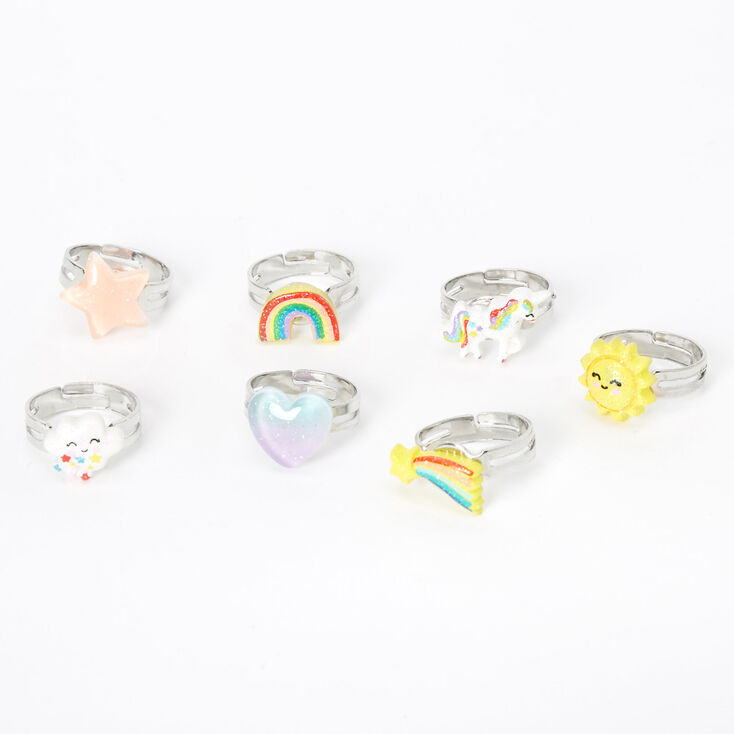 Claire&#39;s Club Unicorn Ring Set - 7 Pack,