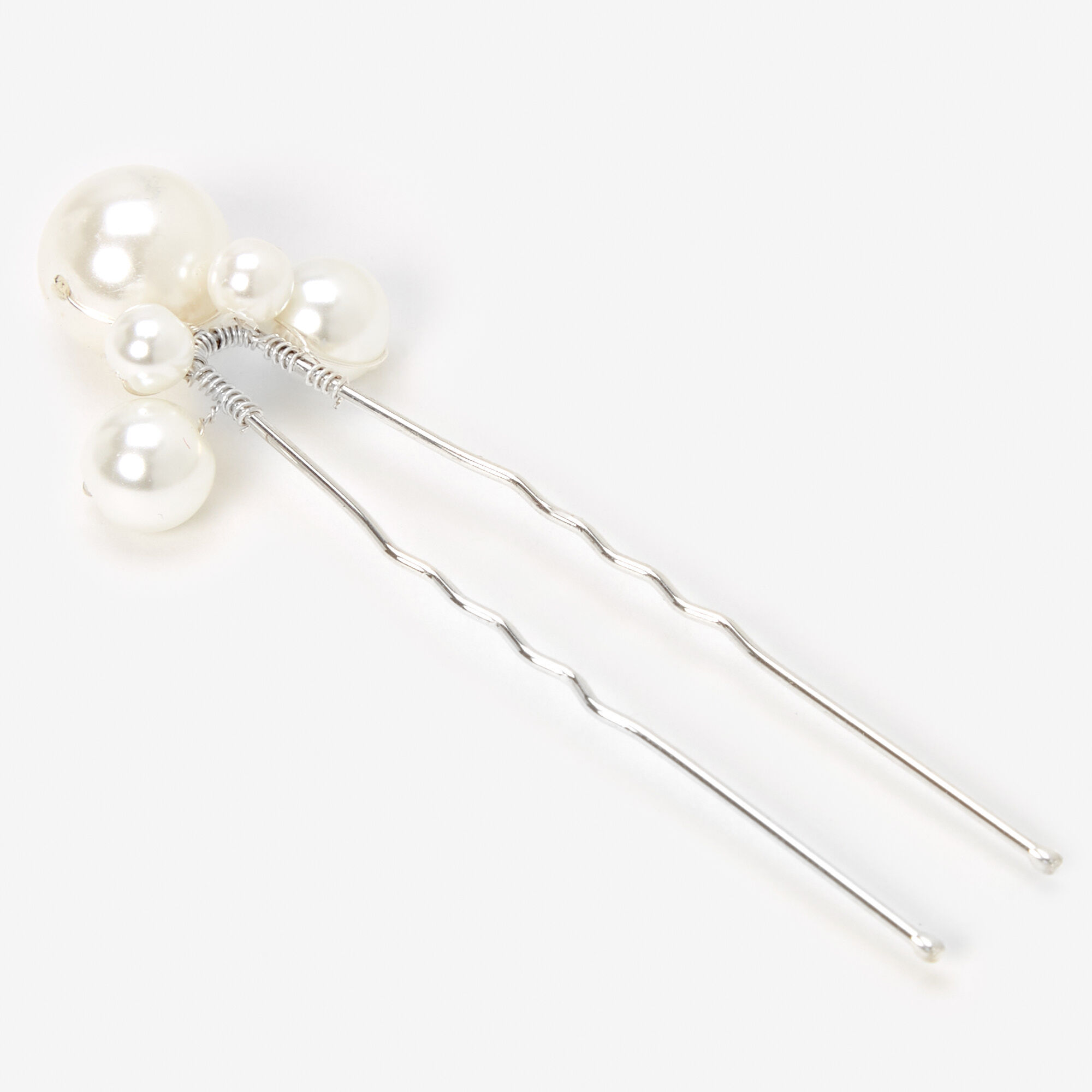 Silver Bubble Pearl Hair Pins - 6 Pack,
