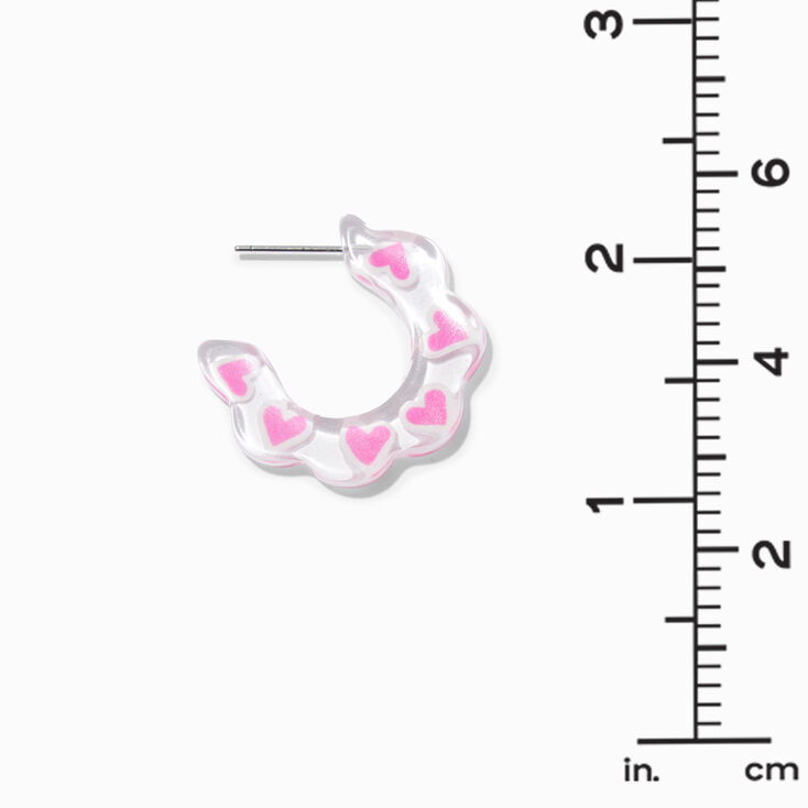 Pink Hearts 30MM Resin Hoop Earrings,