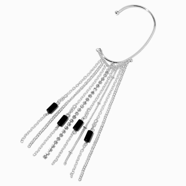 Black Boho Fringe Hanging Ear Cuff,