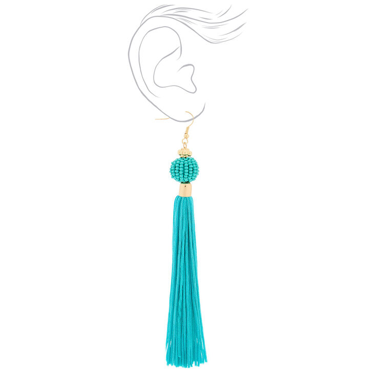 5&quot; Vintage Design Tassel Drop Earrings - Turquoise,