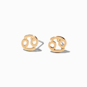 Gold Zodiac Stud Earrings - Cancer,