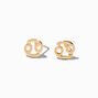 Gold Zodiac Stud Earrings - Cancer,