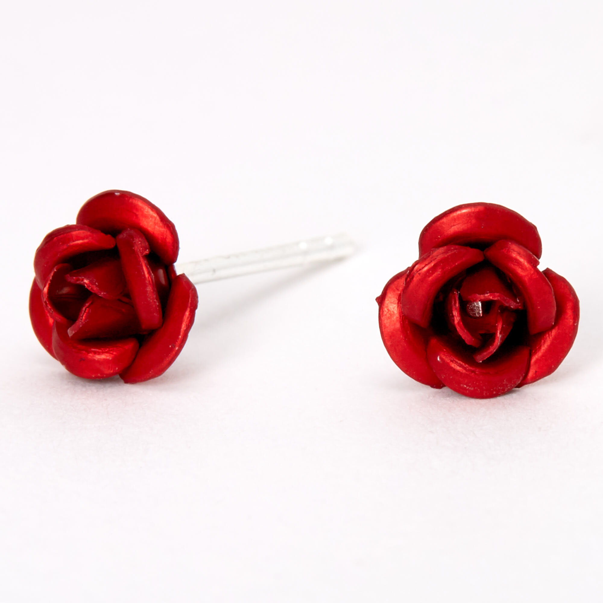 Sterling Silver Stud Earrings - Red | Claire's