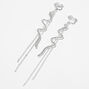 Silver-tone Crystal Snake Linear Clip-On 3&quot; Drop Earrings,