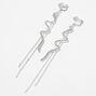 Silver 3&quot; Crystal Snake Linear Clip-On Drop Earrings,