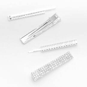 Silver Glam Crystal Hair Pins and Clips - 4 Pack,