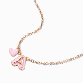 Pink Bubble Initial Heart Pendant Necklace - A ,