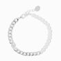Silver Curb Chain &amp; Pearl Chain Bracelet,