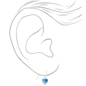 Sterling Silver Blue Ombr&eacute; Heart Drop Earrings,