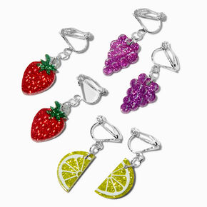 Strawberry, Lemon &amp; Grape Clip-On Earrings - 3 Pack,