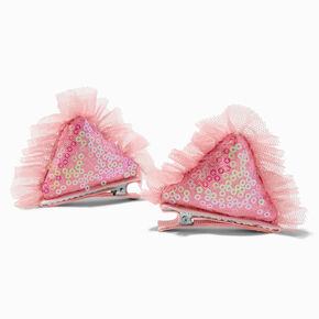 Claire&#39;s Club Pink Sequin Cat Ears Hair Clips - 2 Pack,
