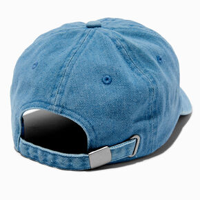 Embroidered Cherry Denim Baseball-Style Hat,