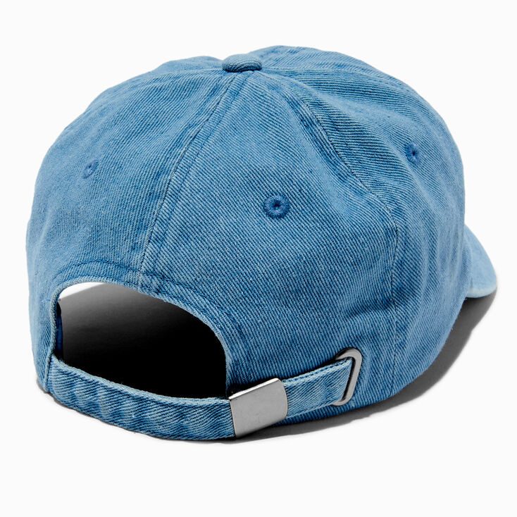 Embroidered Cherry Denim Baseball-Style Hat,
