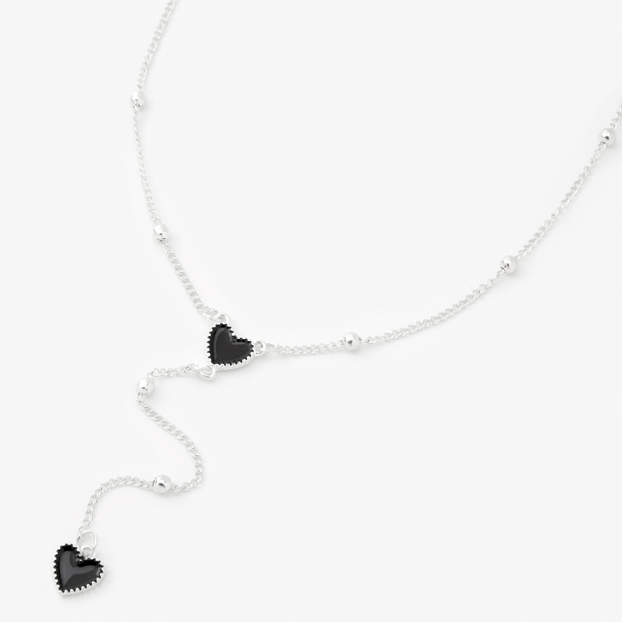 Black & Silver Heart 20" Chain Necklace,
