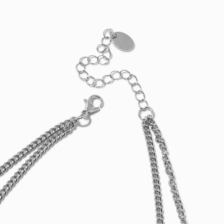 Silver-tone Edgy Butterfly Multi-Strand Necklace ,