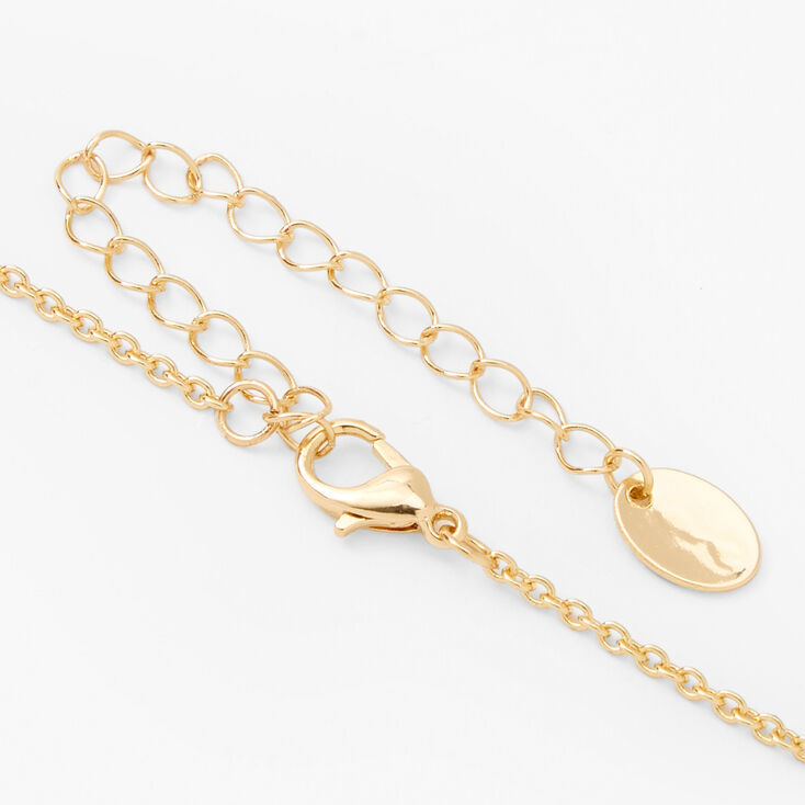 Gold-tone Rectangular Zodiac Pendant Necklace - Aquarius,